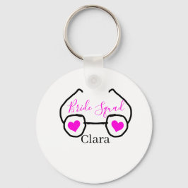 Bride Squad rosa schwarze Brille Herz Brautjungfra Schlüsselanhänger