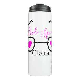 Bride Squad rosa schwarze Brille Herz Brautjungfra Thermosbecher