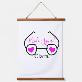 Bride Squad rosa schwarze Brille Herz Brautjungfra Wandteppich Mit Holzrahmen