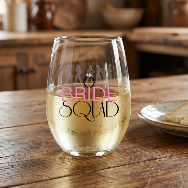 Bride Squad Silhouetten Rosa ID252 Weinglas Ohne Stiel (Von Creator hochgeladen)