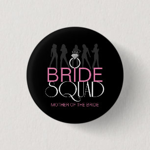 Bride Squad Silhouetten Weiß auf Dunkel ID252 Button