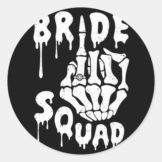 Bride Squad Skeleton Hand Funny Halloween Bachelor Runder Aufkleber (Vorderseite)