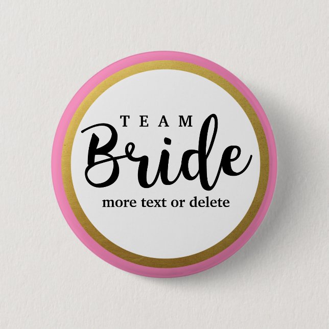 Bride Squad, Team Bridge, Chic Modern Wedding Part Button (Vorderseite)