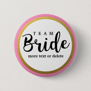 Bride Squad, Team Bridge, Chic Modern Wedding Part Button