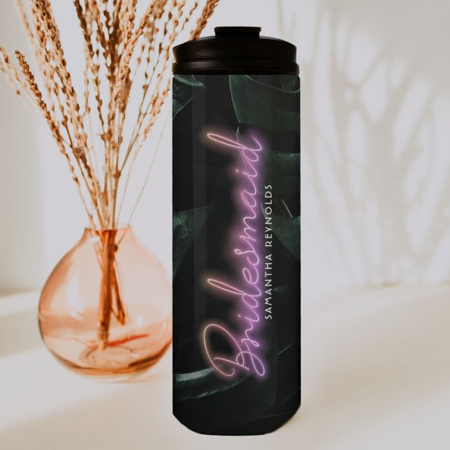 Bride Squad | Tropische Palmen Bachelorette Monogr Thermosbecher (Von Creator hochgeladen)