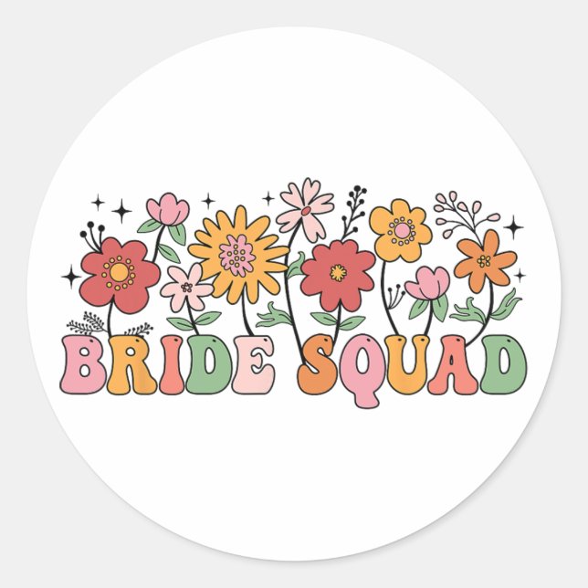 Bride Squad Wildblume Wedding Brautparty Bachel Runder Aufkleber (Vorderseite)