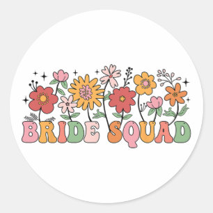 Bride Squad Wildblume Wedding Brautparty Bachel Runder Aufkleber