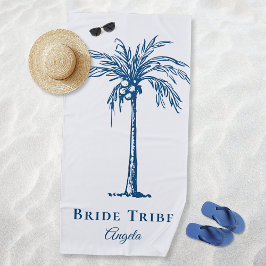 Bride Stam Blue Tropical Palm Tree Custom Strandtuch