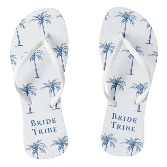 Bride Stam Blue Tropical Palm Tree Flip Flops (Fußbett)