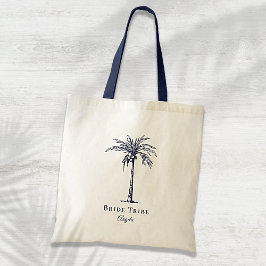 Bride Stam Navy Blue Tropical Palm Tree Custom Tragetasche