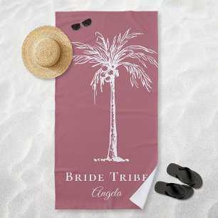 Bride Stamm Dusty Rose Weiße Palme Custom Strandtuch