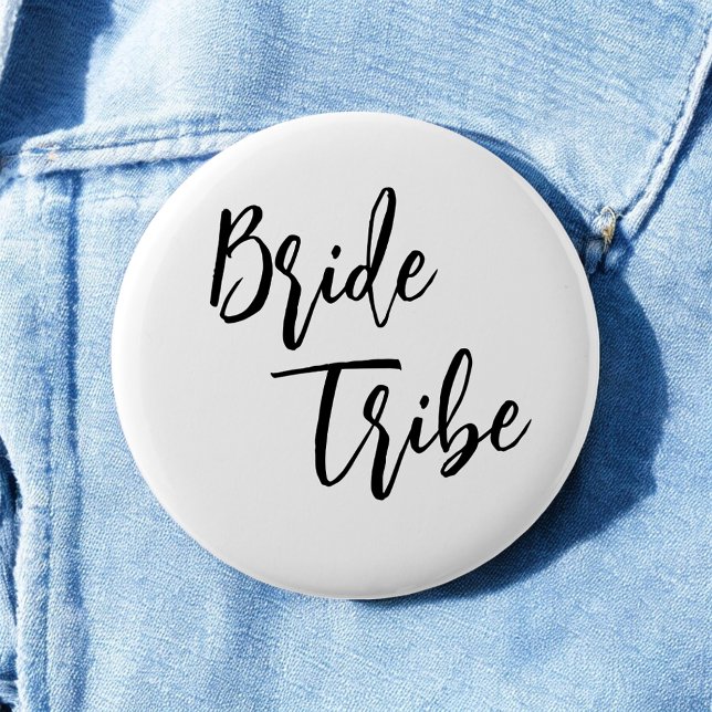 Bride Stamm Schwarz-weiß Elegante Wedding Button (Von Creator hochgeladen)