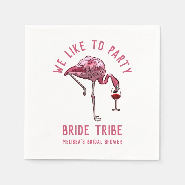 Bride Stamm Wie Party Flamingo Bachelorette Serviette (Vorderseite)