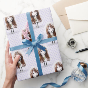 Bride Strichfigur-Mädchen in Sneakers on Hearts Geschenkpapier