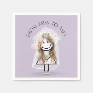 Bride Strichfigur-Mädchen mit Daisy Bouquet in Sne Serviette