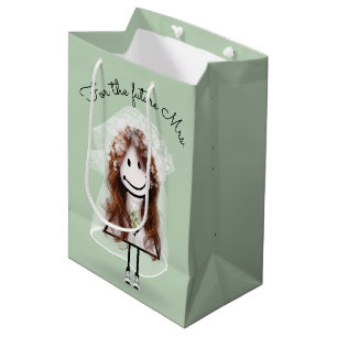 Bride Strichmännchen Girl mit Daisy Bouquet Mittlere Geschenktüte