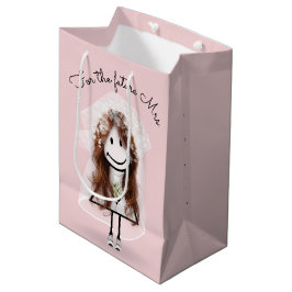 Bride Strichmännchen Girl mit Daisy Bouquet Mittlere Geschenktüte