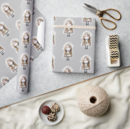 Bride Strichmännchen mit Daisy Bouquet Geschenkpapier