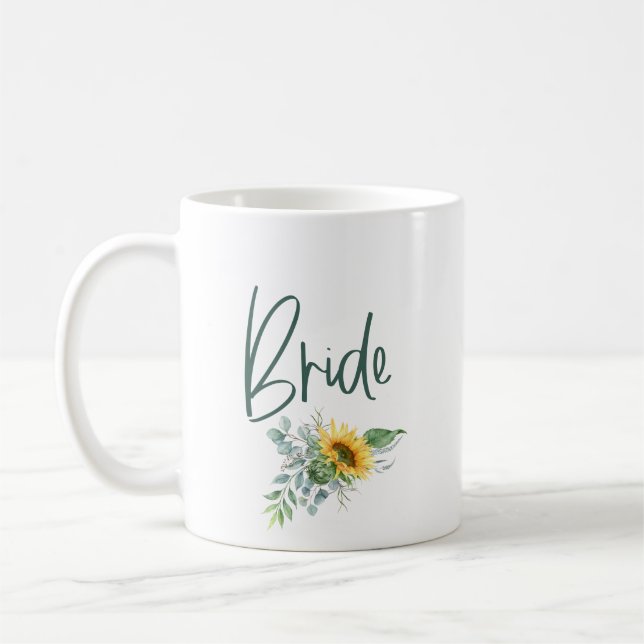 Bride Sunflower Eucalyptus Wedding Kaffeetasse (Links)