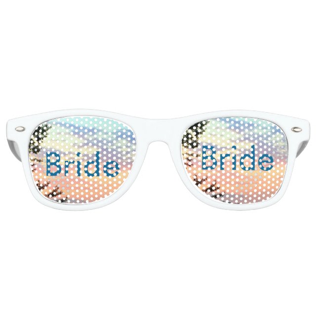 Bride Sunset Watercolor Ombre Retro Shades Partybrille (Vorderseite)