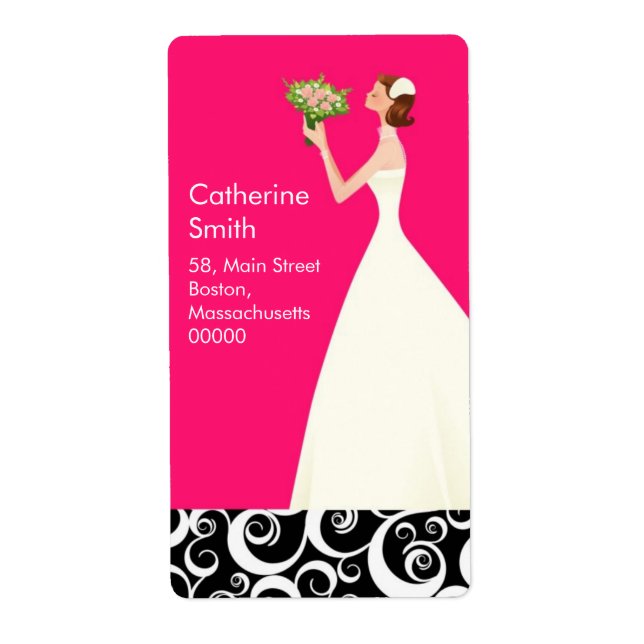 Bride Swirl Address Labels in Hot Pink (Vorne)