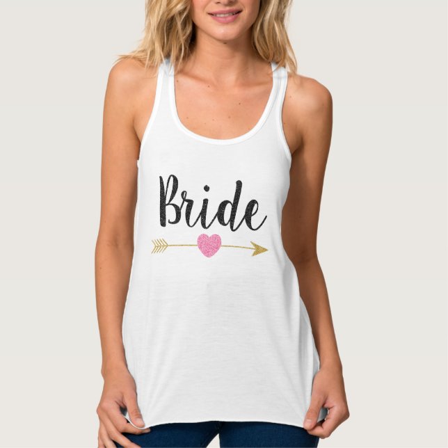 Bride | Team Bride Glitzer Print Black Tank Top (Vorderseite)