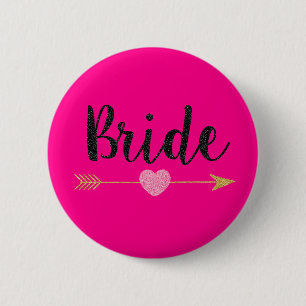 Bride Team Bride Hot Pink Button