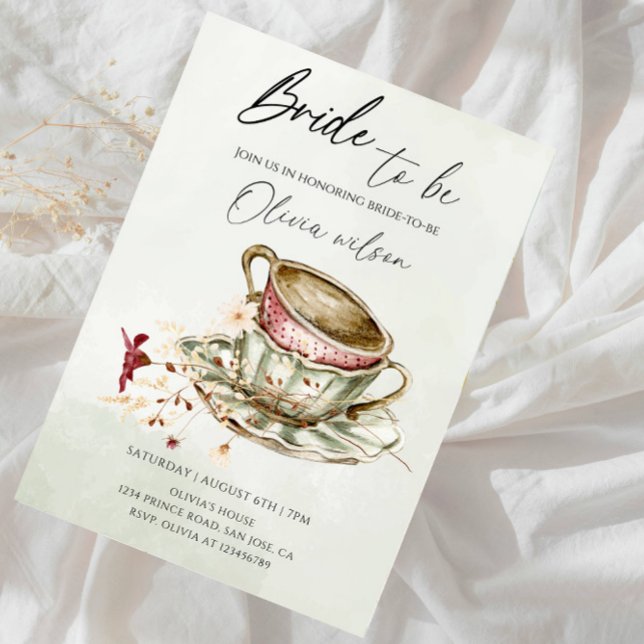 Bride-to-Be Bridal Shower  - Two Cups of Tea Theme Einladung (Von Creator hochgeladen)