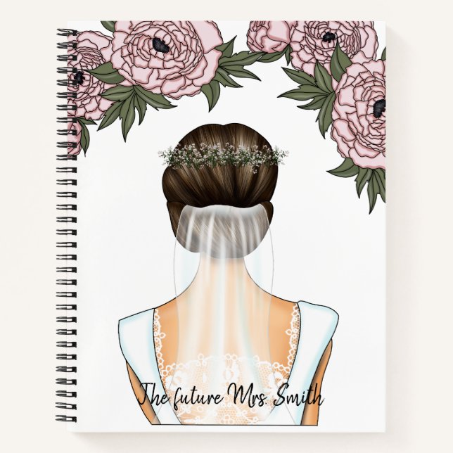 Bride to Be - Future Mrs. Notebook (Brunett Bride) Notizbuch (Vorderseite)