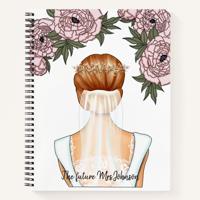 Bride to Be - Future Mrs Notebook (Red Hair Bride) Notizbuch (Vorderseite)