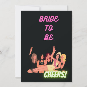 "BRIDE TO BE" MIRLS CHEERS GROUP CELEBRATE BLACK EINLADUNG