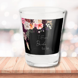 Bride to Be Moody Blume & Greenery Brautparty Schnapsglas