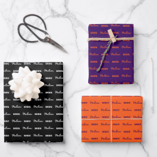 Bride To Be Name   Halloween Hochzeit Lila Orange Geschenkpapier Set