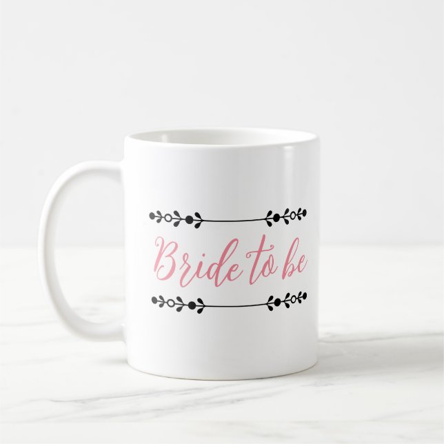 Bride-to-be-Tasse - elegante Personalisierte Hochz Kaffeetasse (Links)
