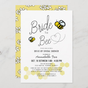 Bride to Bee White Drive-by-Brautparty Einladung