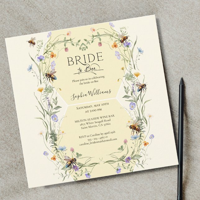 Bride to Bee Wildflower Bees Brautparty Einladung (Von Creator hochgeladen)