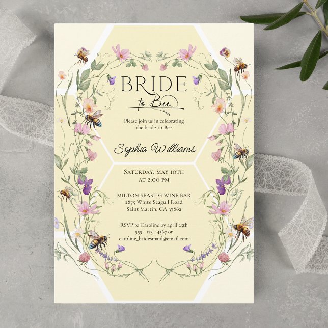 Bride to Bee Wildflower Bees Brautparty Einladung (Von Creator hochgeladen)