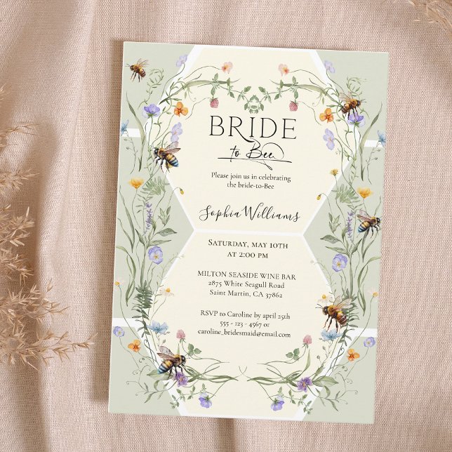 Bride to Bee Wildflower Bees Brautparty Einladung (Von Creator hochgeladen)