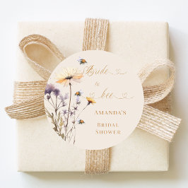 Bride to bee wildflower ivory bridal shower runder aufkleber