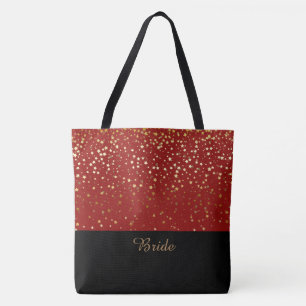 Bride Tote Tag Red & Petite Golden Stars
