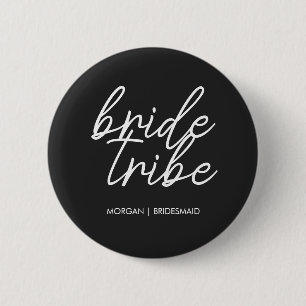 Bride Tribe Bachelorette Bridesmaid Modern Button