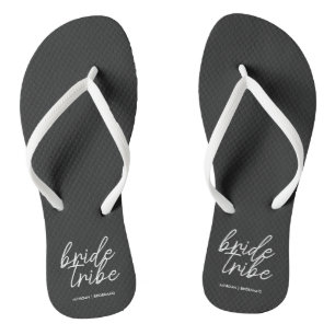 Bride Tribe   Bachelorette Bridesmaid Modern Flip Flops