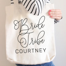 Bride Tribe Black Modern Script Custom Bridesmaid