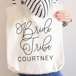 Bride Tribe Black Modern Script Custom Bridesmaid Tragetasche