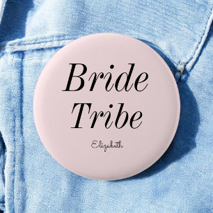 Bride Tribe Blush Pink Black Wedding Button