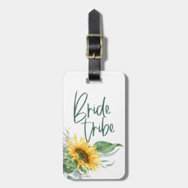 Bride Tribe Bridesmaid Sunflower Eukalyptus Rustic Gepäckanhänger
