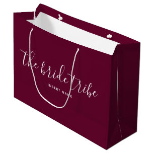 Bride Tribe Burgundy Wine Bridesmaid Wedding  Große Geschenktüte