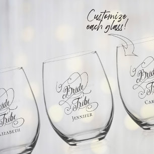 Bride Tribe Elegante Swash Bach Bridal Personalisi Weinglas Ohne Stiel