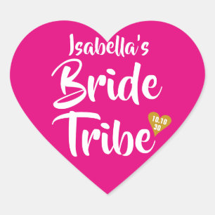 Bride Tribe Gold Date Herz Personalisiert Herz-Aufkleber