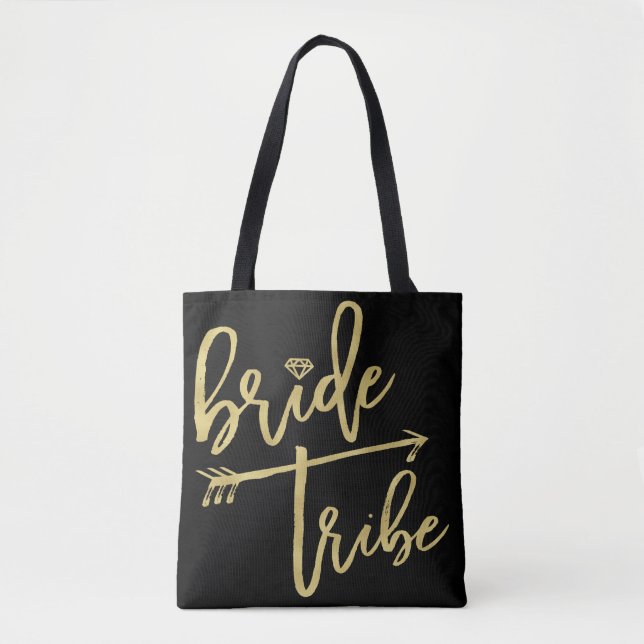 Bride Tribe Gold Diamond Brautparty Totbeutel (Vorderseite)